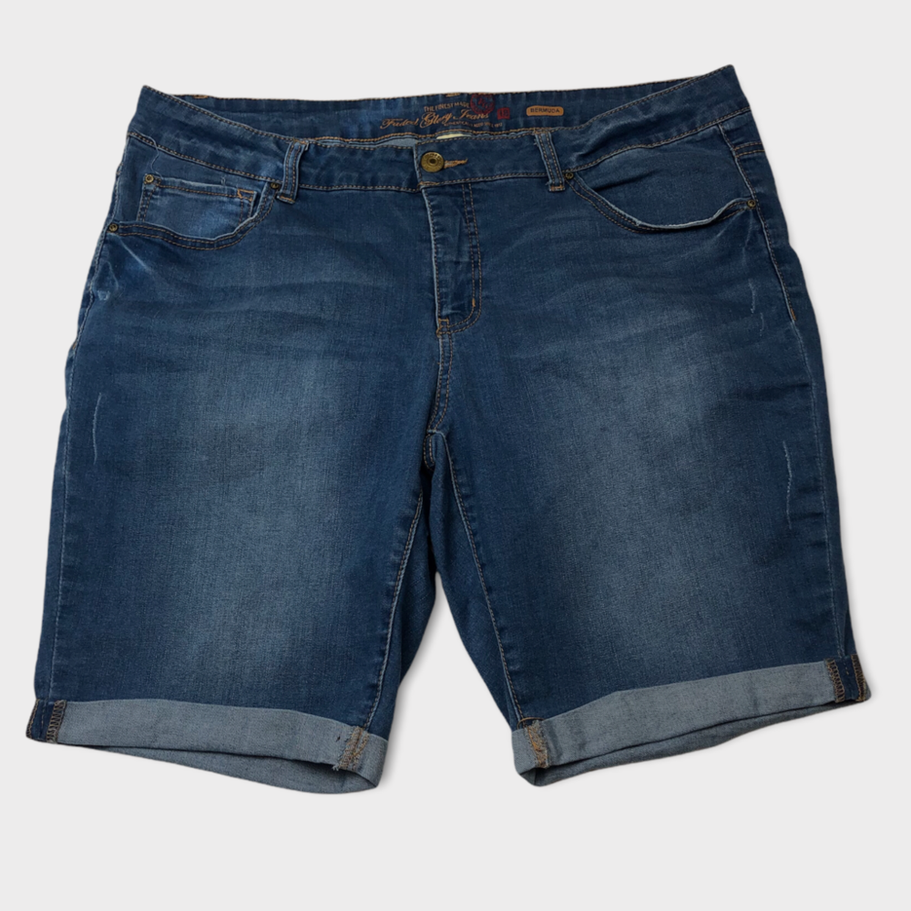 Faded Glory Bermuda Medium Wash Denim Jean Shorts Women’s Plus Size 18